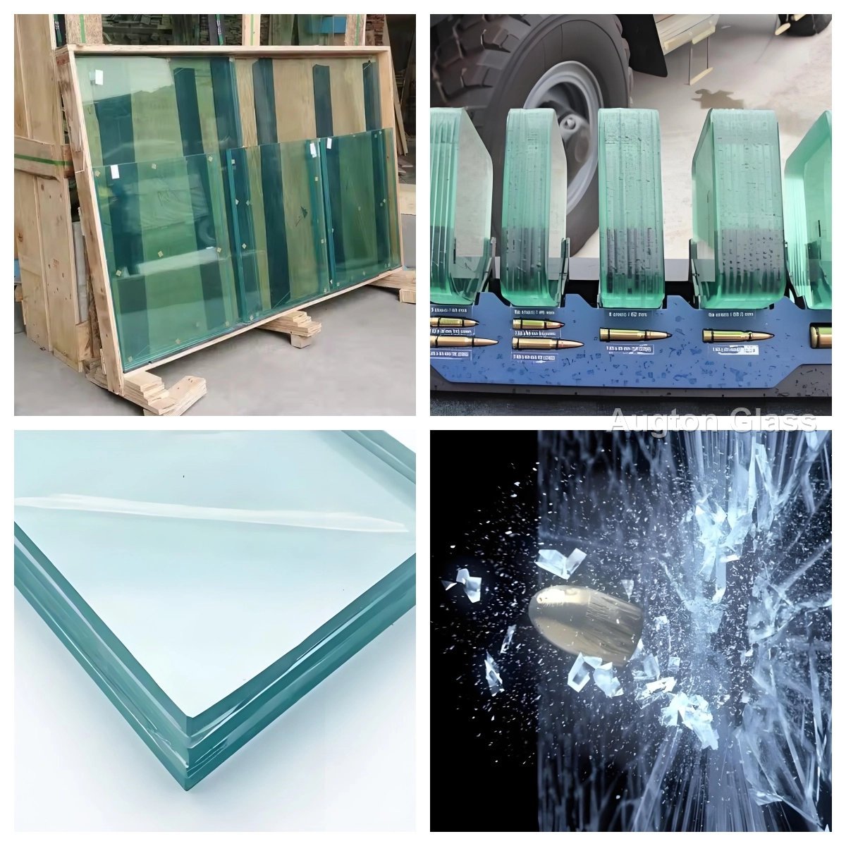 BR/FB-rated glazed assembly in a counter application — thickness grows with the threat level.