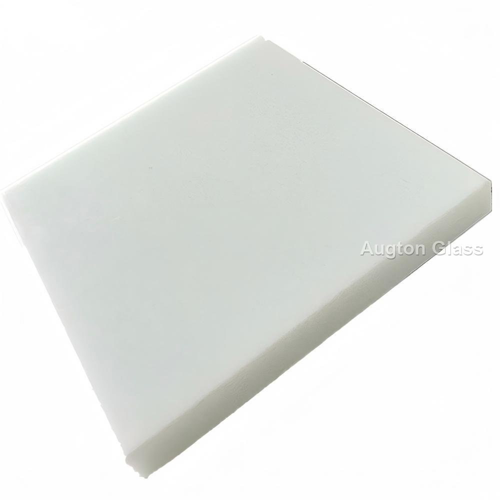 The slab itself: crystalline texture engineered into glass — no sealer, near-zero water absorption.