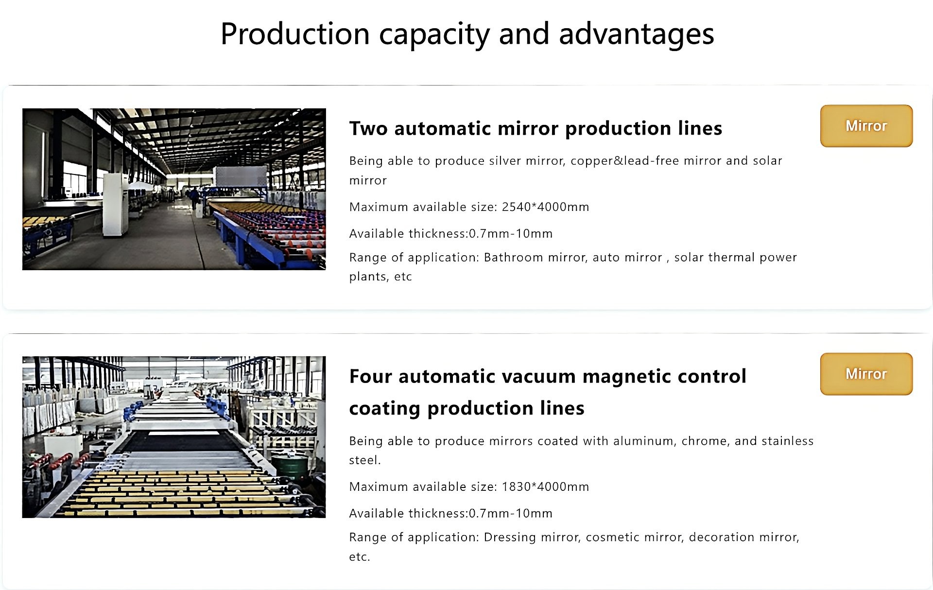 Temperable Mirror - production and packaging detail 1